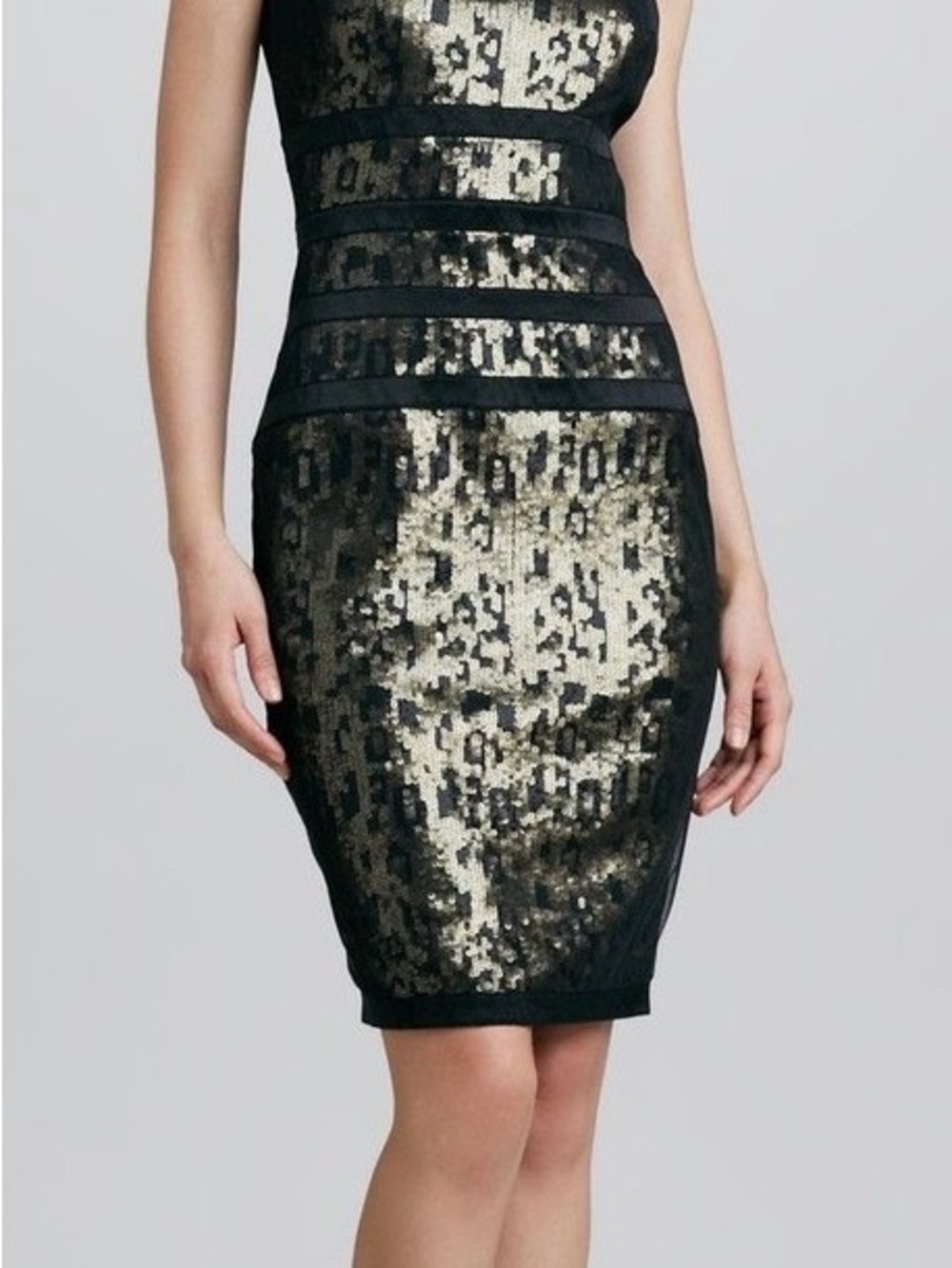 Tadashi Shoji Sequin Illusion cocktail dress Sz 6 - Picture 4 of 13